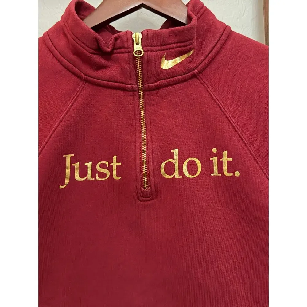 Nike Sportswear Shine Funnel-Neck 1/4 Zip cropped sweatshirt with gold accents